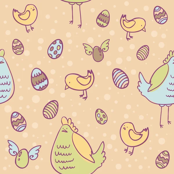 Uova di Pasqua cartone animato texture senza soluzione di continuità — Vettoriale Stock
