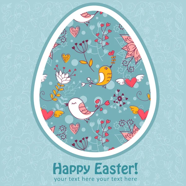 Húsvéti tojás aranyos virág kártya Madaraka — Stock Vector