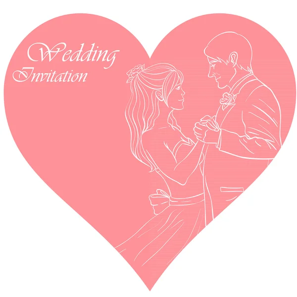 Bride and groom wedding card — Stock Vector