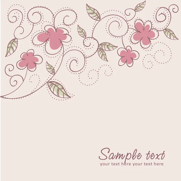 Desenho bonito flor retro cartão postal — Vetor de Stock