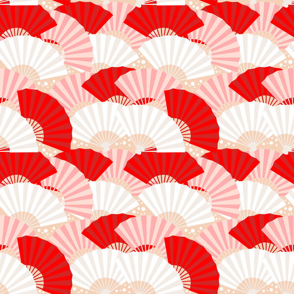 Colorful japanese fan seamless pattern