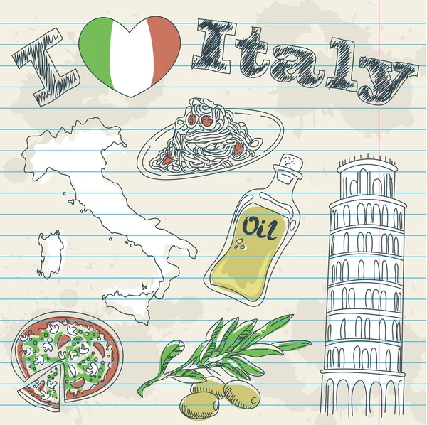 Włochy podróży ilustracja karta — Wektor stockowy