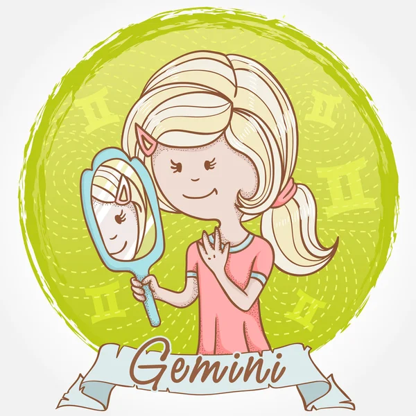 Illustration of Gemini zodiac sign — Stock Vector