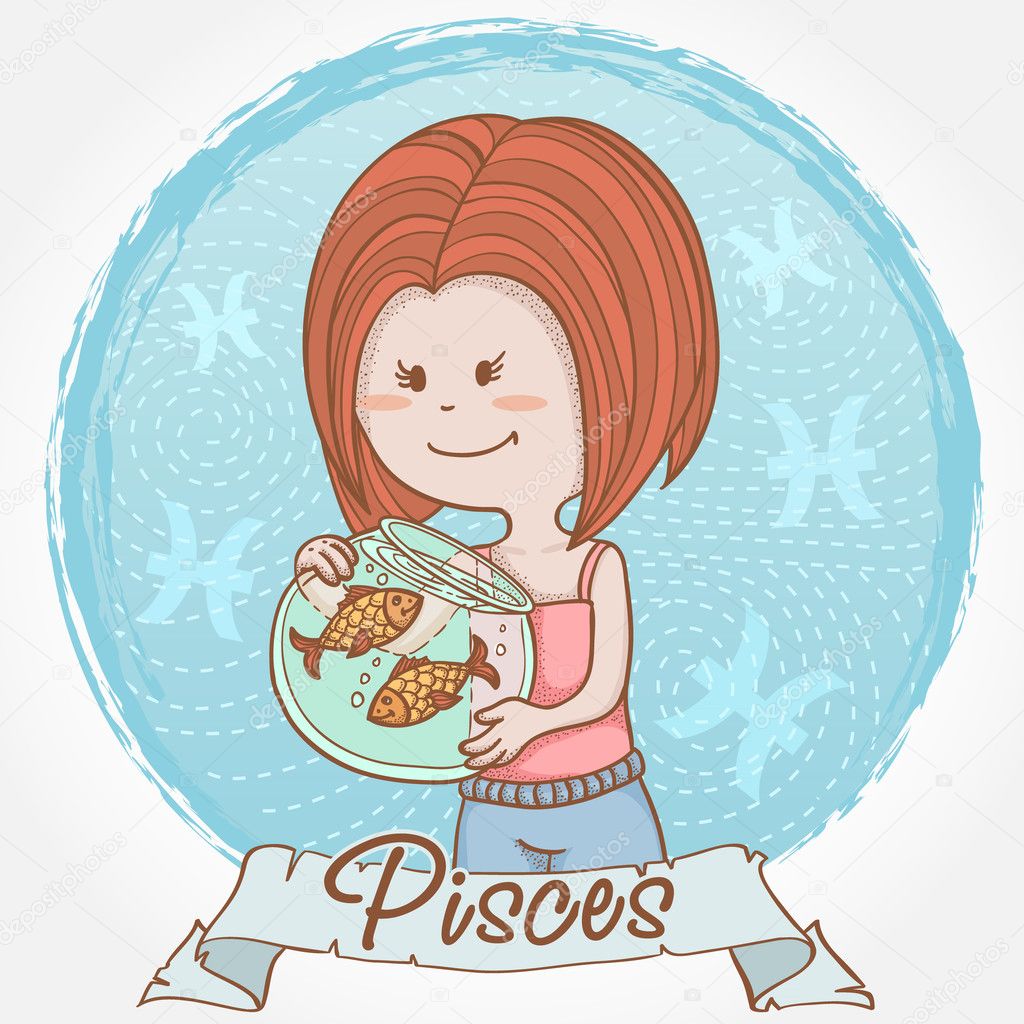 Illustration of Pisces zodiac sign