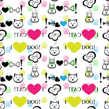 Dog and cat seamless pattern clipart