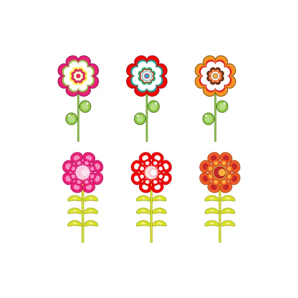 Set con flores coloridas lindas — Vector de stock