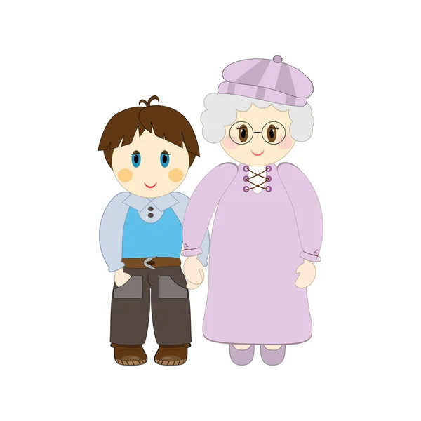 Nonna e nipote — Vettoriale Stock