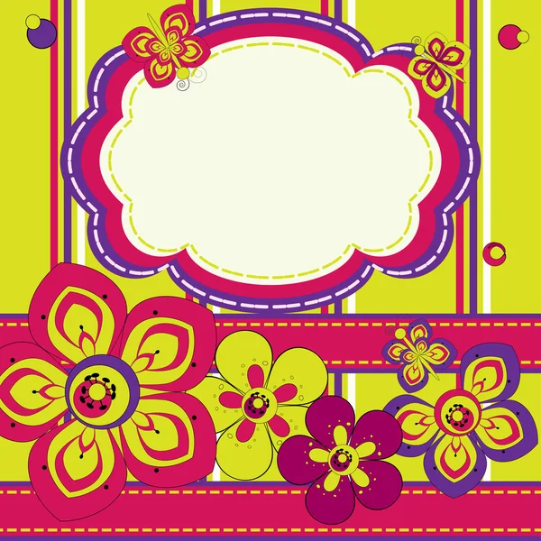 Carte d'invitation avec fleurs — Image vectorielle