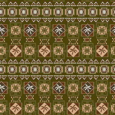 African style seamless pattern with palms and ornament clipart