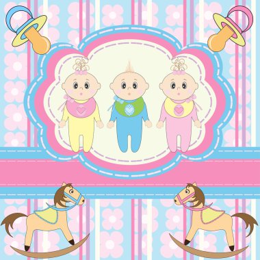 Greeting card for babies triplets