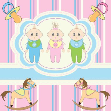 Greeting card for babies triplets