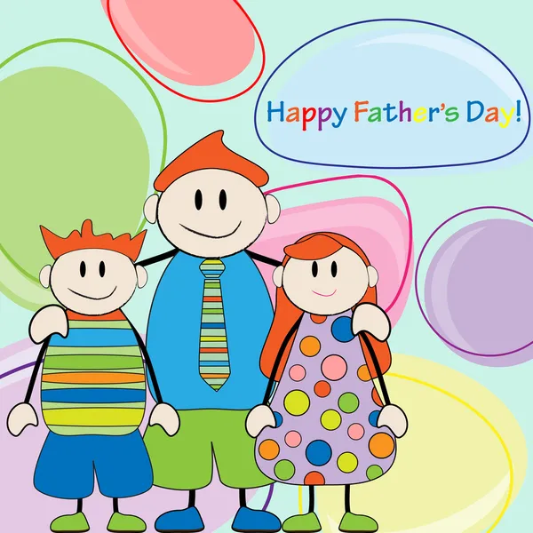 Feliz Dia do Pai.Ilustração vetorial de pai e gêmeos —  Vetores de Stock