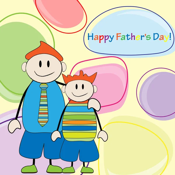 Boldog Apák Day.Dad és fia kártya üdvözlőlap — Stock Vector