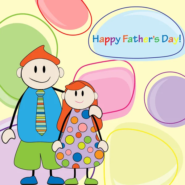 Happy Father's Day.Father and daughter card greeting — Stock Vector
