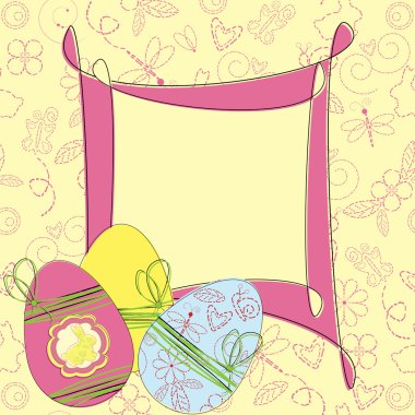 Easter greeting card with eggs clipart