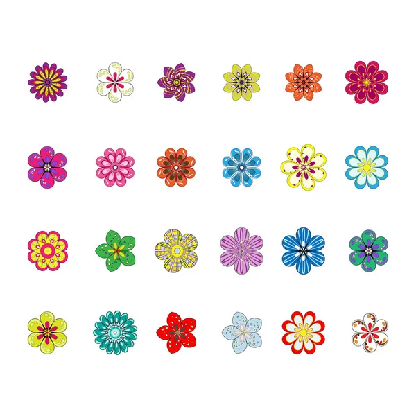 Set con flores coloridas lindas — Vector de stock