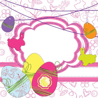 Easter greeting card with eggs clipart