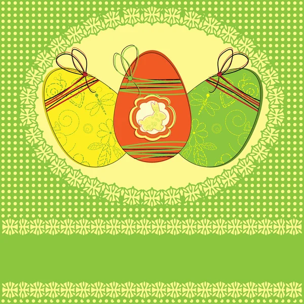 Easter greeting card with eggs — Stock Vector