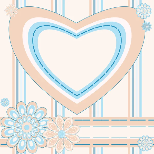 Cartão de saudação com coração e flores —  Vetores de Stock