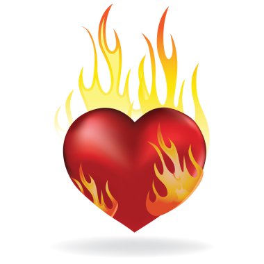 Heart in fire clipart