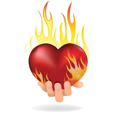 Heart in fire clipart