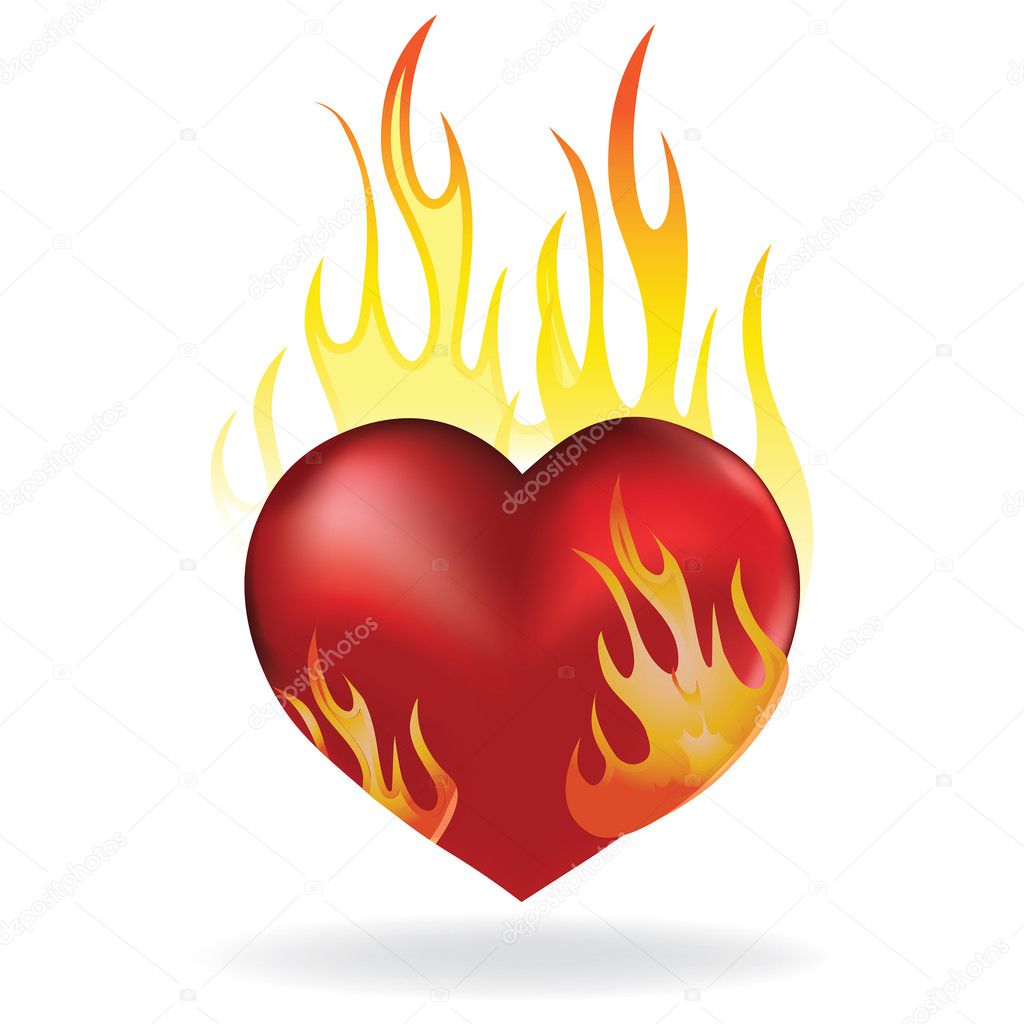 Heart in fire — Stock Vector © svetap #10223626