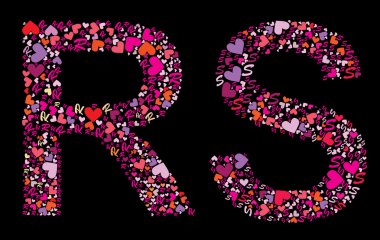 Letter R, S. Valentine alphabet clipart