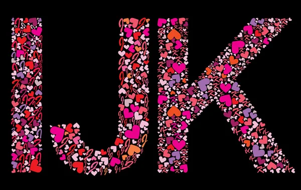 Lettre I, J, K. alphabet valentin — Image vectorielle