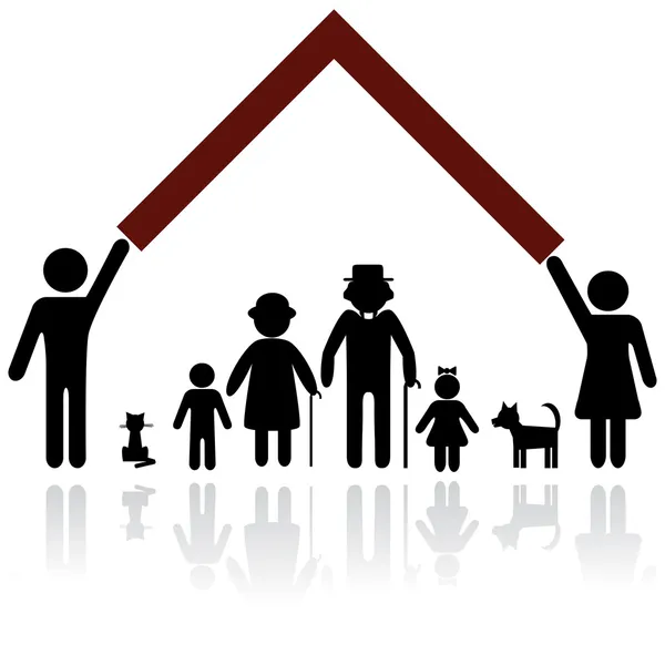 Ilustración de protección familiar . — Vector de stock