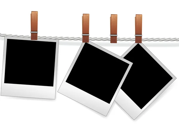 Photo frames on rope — Stock Vector
