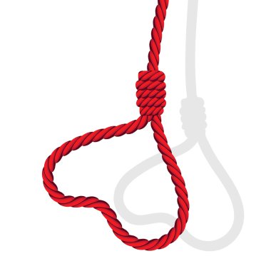 Love valentine heart shaped from loop noose of rope clipart