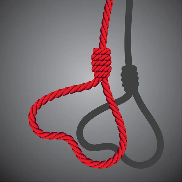 Amour valentine coeur en forme de noeud de corde — Image vectorielle