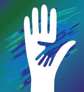 Hand of the child in father encouragement. Support moral. clipart