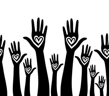 hand like heart united seamless background. clipart