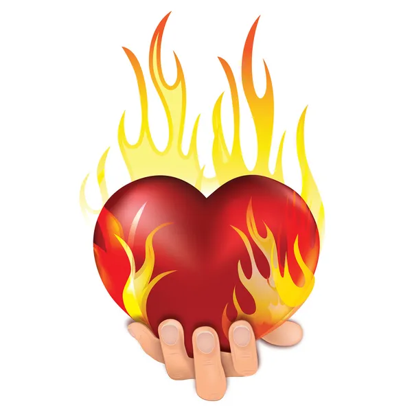Corazón en fuego — Archivo Imágenes Vectoriales