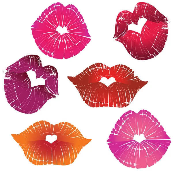 Coeur imprimé lèvres — Image vectorielle