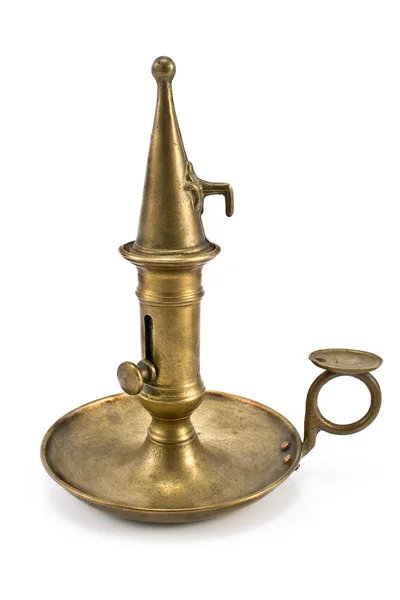 Old bronze candlestick with lid — Stock Photo, Image