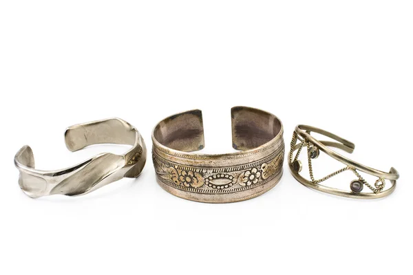 Tre braccialetto d'argento — Foto Stock