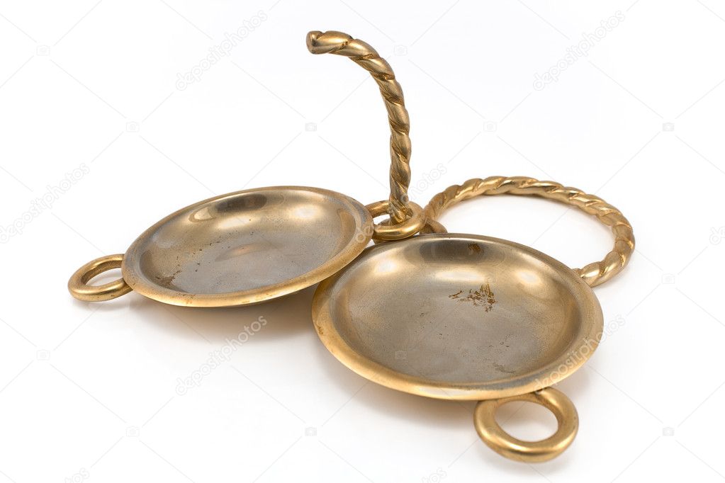Two antique brass ashtrays