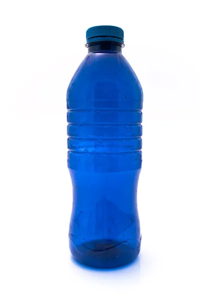Blauwe plastic fles — Stockfoto