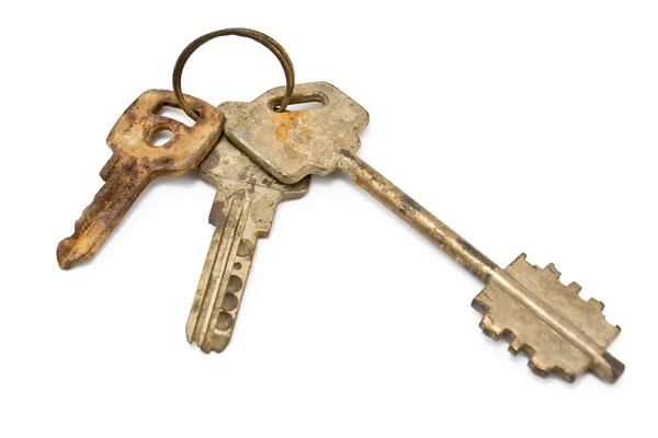 Потерянная ржавая куча старых ключей — стоковое фото