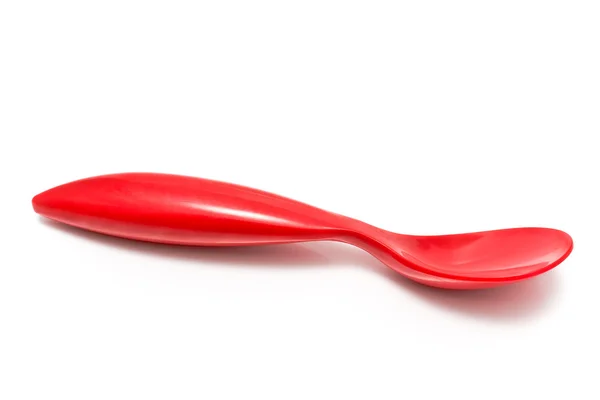 红色的塑料勺子 — 图库照片