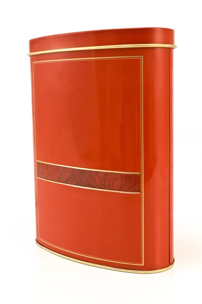 Boîte rouge en aluminium avec couvercle — Photo