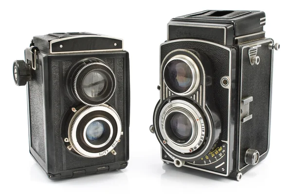 Two vintage two lens photo camera — Stock Photo, Image