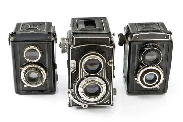 Drie vintage twee lens fotocamera — Stockfoto