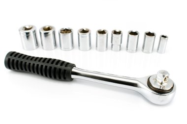 Spanner wrench tool with socket set clipart