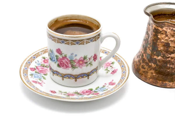 Taza de café turco con olla — Foto de Stock