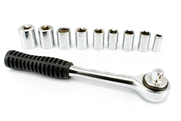 Ferramenta chave inglesa com conjunto de soquete — Fotografia de Stock