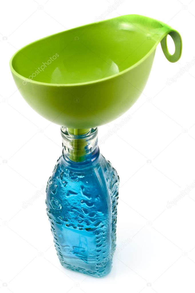 Bottle of water and funnel