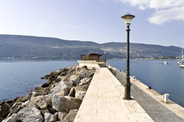 Pier in Mediterranean town Herceg Novi - Montenegro clipart